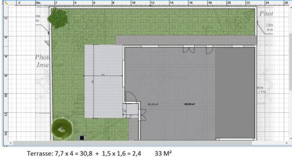 Cration terrasse extrieure 33m bton paisseur 13cm avec fourniture et pose d'un carrelage - 1